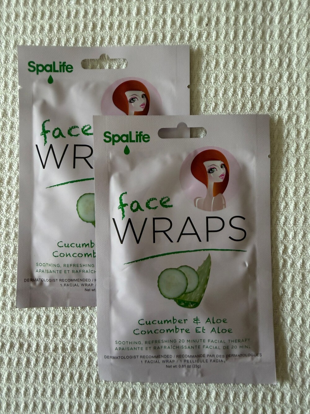 SpaLife Cucumber Aloe Facial Wrap Hydrating Mask 2 Single Packs